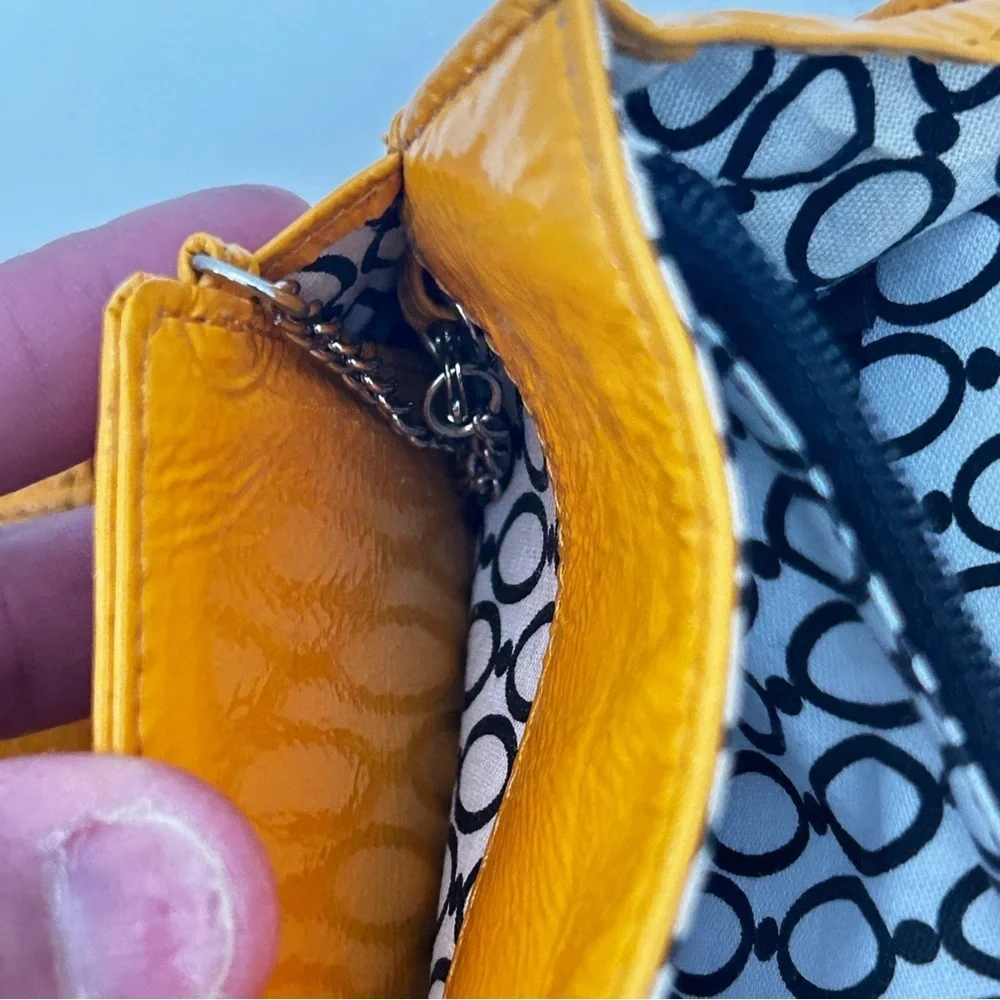 Hobo International Large Patent Leather Women's Clutch Wallet | Orange Y2k - Picture 9 of 15